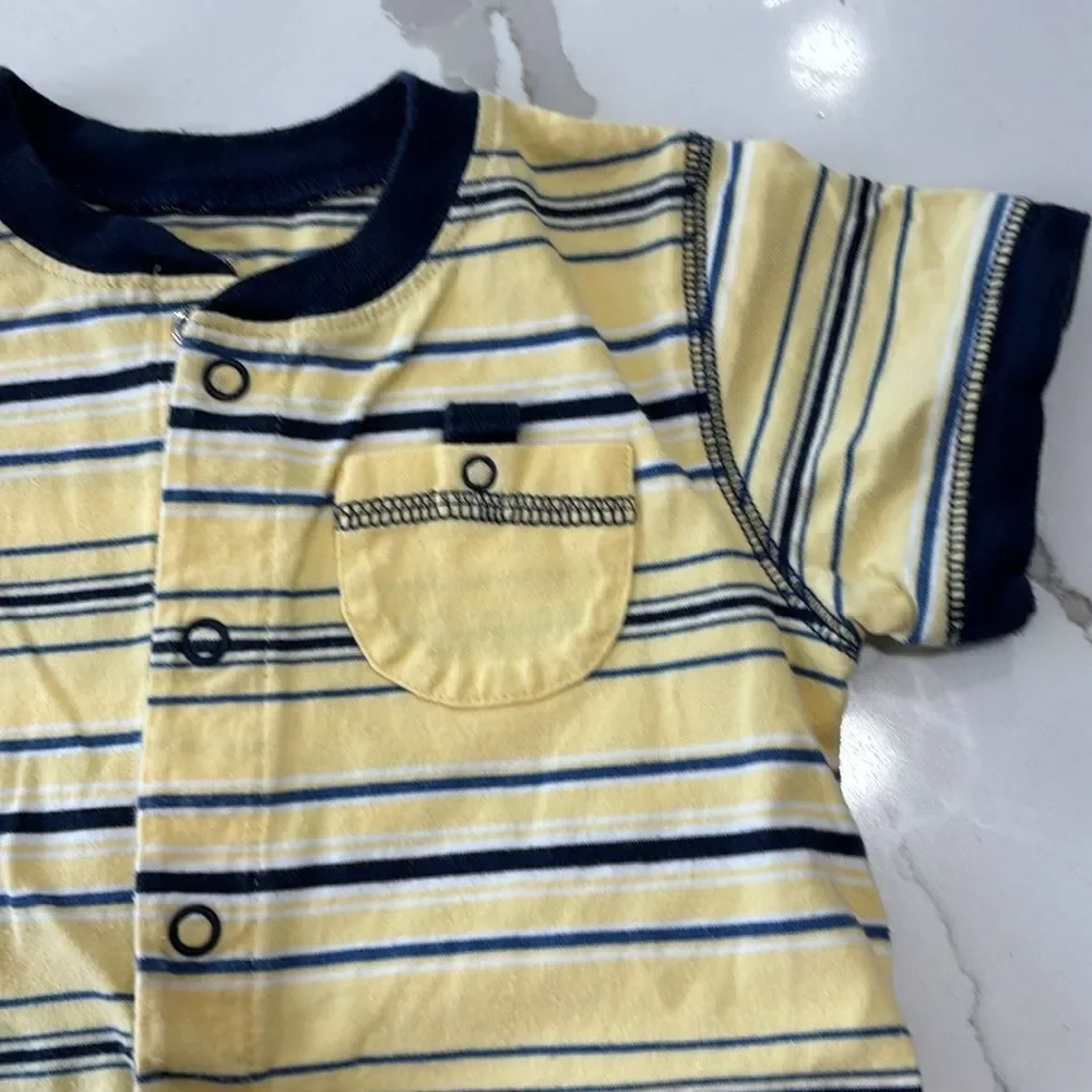 Carter’s | Baby Boys Yellow Navy Striped Romper Unisex Girls Infant